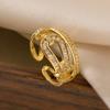 Aogu Lujo Accesible Europeo y Americano Anillo de Alta Gama Nicho Exquisito Cobre Chapado en Oro de 18K Zircón Geométrico Anillo Abierto Nuevo