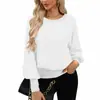 Otoño 2026 Nuevo Tejido para Mujer Estilo Transfronterizo Europeo y Americano Color Sólido Sencillo Camiseta de Manga Larga con Cuello Redondo para Mujer