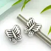 Mistura 20 borboletas de prata antiga amor coruja liga metal grande furo contas pulseira de contas feita à mão acessórios de joia material