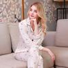 Pijamas de Seda para Pareja Yanerqing Primavera Pantalones de Manga Larga Traje para Hombre y Mujer Ropa de Casa Delgados Pijamas de Seda de Hielo para Mujer
