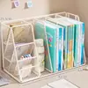 Estantería de escritorio, soporte para libros, organizador de escritorio para estudiantes, solución de almacenamiento de libros, organizador de archivos de oficina, estante de almacenamiento