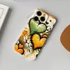 Capa de celular popular estilo europeu e americano, estilo rua americana, graffiti, color blocking, formato de coração, cobertura total para iPhone 17 Pro Max, capa rígida de filme de camada única