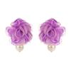 Brincos de Tecido Camélia Pérola Estilo Coreano Estilo Feriado para Mulheres, Brincos Doces Femininos, Brincos Florais Nicho Estilo Floresta