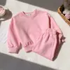 Conjunto Infantil Outono Meninas Pequenas e Médias Estilo Academia Redondo Moletom Calça Conjunto de Duas Peças Infantil Colorido Bolinhas Moletom Calça