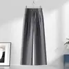 Pantalones de pierna ancha de seda helada de moda hechos a medida para mujer, finos, elásticos, de cintura alta, versátiles, casuales, sueltos y favorecedores, verano 2026