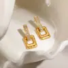 Pendientes Geométricos de Diamante Ins Retro Europeos y Americanos Transfronterizos Pendientes de Acero Inoxidable No se Desvanecen Chapados en Oro Real Pendientes de Lujo Accesible para Mujeres