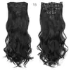 Extensiones de Clip de Cabello Sintético Set de 7 Piezas Extensiones de Cabello Peluca Extensiones de Cabello Cortina de Cabello Peluca 16 Clips Cabello Largo Rizado Fibra Sintética para Mujeres