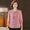 Roupas para mulheres de meia-idade e idosas estilo chinês primavera e verão camisa verão estilo ocidental top novo sete mangas mãe estilo nacional camisa cardigã