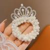 Coroa de Princesa Pérola Infantil Anel de Cabelo Bebê Corda de Cabelo Bola Alta Elástica Infantil Corda de Cabelo Feminina Tendão de Borracha Flor de Cabelo Acessório de Cabeça