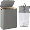Cesta Grande para Ropa Sucia de Fábrica Directa, Aro de Bambú, Bolsa Interior Extraíble, Cesta de Lavandería, Caja de Almacenamiento para Dormitorio