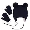 Conjunto de Gorro de Punto y Guantes para Niños de 1 a 3 Años Otoño Invierno Cálido con Plus de Terciopelo Protección para Orejas Gorro de Lana para Bebés Niñas