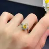 Anillo de Zafiro Amarillo Natural Puro Cristal Rosa Súper Transparente Tamaño 6*8mm Plata 925 Incrustación Fina Soporta Pruebas