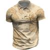 Polo de Hombre de Talla Grande Transfronterizo Camisa de Golf Estampado de Patrón de Mapa Retro Moda Deportiva Ropa de Calle