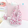 Bolsa de Compras Plegable Impermeable de Material Impreso Bolsa a Cuadros 210D Bolsa de Compras 2 en 1 Bolsa Protectora de Dibujos Animados Impermeable