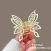 Clip de Garra de Borla de Mariposa de Perla de Diamante Hueco de Fairy Hollow Verano Horquilla de Metal para el Cabello para Mujer Parte Posterior de la Cabeza Recogido Horquilla Clip para Agarrar el Cabello