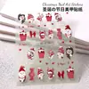 Adesivos de Arte para Unhas de Natal Vermelho com Areia Movediça Laser Desenho Animado Floco de Neve 3D Laço Papai Noel Adesivos de Decoração para Unhas