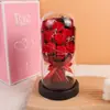 Cúpula de Vidro com Flor Rosa e Luz, Flor de Sabão, Flor Preservada, Presente de Dia dos Namorados Transfronteiriço