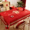 Un Imprescindible para el Año Nuevo: Mantel Rojo con Patrones Auspiciosos Estampados en Dorado, Mantel Impermeable y Festivo para Uso Doméstico, Decoración de Año Nuevo