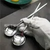 Cuchara Popular de Internet Acero Inoxidable Portugués Vajilla Estilo Europeo Doméstico Mango Largo Cuchara de Postre Palillos Logo Plateado Cuchara