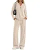 Conjunto de Moda Casual de Dos Piezas para Mujer, Nuevo Otoño/Invierno 2026, Transfronterizo Europeo y Americano, Top de Manga Larga con Cuello en V Pequeño y Pantalones de Pierna Ancha