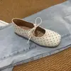 Mary Jane de amarrar com laço e bico quadrado 2026 primavera vintage nicho estilo noite confortável sola macia novas sapatilhas femininas
