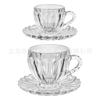 Taza de Vidrio de Lujo Destacada Copa de Vino Taza de Té Transparente Patrón Brillante con Asa y Plato Taza