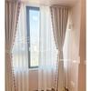 Cortina Textura Fina de Vinco Japonês Sala de Estar Quarto Janela Saliente Varanda Branco Creme Acabamento com Bolas de Cabelo de Menina