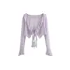 Conjunto de Duas Peças Vestido de Verão com Suspensório Feminino Roxo Estiloso e Cardigã com Proteção Solar