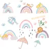 Nuevas pegatinas de pared LD63011 con dibujos de animales de arcoíris para habitación de niños, guardería, decoración del hogar, pegatinas de pared de PVC autoadhesivas