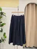 Falda midi de mezclilla con cintura elástica, Falda midi de cintura elástica para mujer en stock