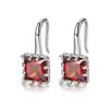 Pendientes de Gancho Cuadrados de Zirconia de Lujo Ligero para Mujer, Pendientes Estilo Francés Hong Kong, Joyería de Pendientes Geométricos de Nicho de Lujo Ligero