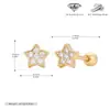 Brincos de Prata Esterlina S925 Estilo Francês Levemente Luxuosos com Estrela de Diamante Cintilante para Mulheres, Joia de Orelha Anti-Perfuração com Rosca, Atacado em Estoque