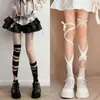 Calcetines holgados con cordones Y2K Subcultura Chica picante Calcetines largos hasta la rodilla de vendaje negro y blanco Calcetines finos Lolita