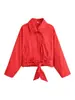 Zr Comercio Exterior Transfronterizo Wholesale 2026 Nuevo Estilo Europeo y Americano Moda para Mujer Abrigo Corto Rojo de Manga Larga con Solapa y Cinturón