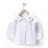 Camiseta Básica de Algodão Fresca para Bebês Meninos e Meninas, Blusa de Manga Comprida de Algodão Puro Bordado, Roupa Quente de Outono, Cardigã T-Shirt Infantil para Bebês