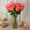 Simulación transfronteriza flor de rosa de franela flor de rosa artificial de boda para el hogar decoración de boda a mano cascada flor de rosa de simulación