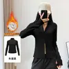 Chamarra de Yoga con Forro Polar para Calidez, Cuello Alto, Mangas Largas, Cierre, Moldeadora, Fitness, Otoño/Invierno, Running, Deportes, Chamarra Casual