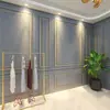 Papel tapiz de pared de fondo para tienda de ropa con línea de yeso, papel tapiz de estilo europeo con borde dorado, tela para pared de fotos con sofá de estudio en vivo, mural de celebridad de Internet