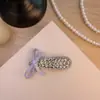Presilha de cabelo laço cravejada de diamantes estilo coreano para mulheres, novo design de alta qualidade, elegante presilha bico de pato lateral para franja