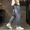 Jeans Casual Masculino 2026 Nova Coleção Primavera e Verão Cintura Elástica Slim Fit Versátil Calça Reta Masculina