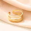 Anillo Simple Hueco Transfronterizo Nicho Alto Gama Elegante Brillo Diseño Versátil Anillo Abierto 18K