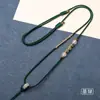 Colar com Cordão de Nó de Paz e Boa Sorte Tecido à Mão com Pingente de Jade e Ágata, Estilo Ajustável, Cordão de Pescoço de Jade Hetian