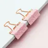 Clip de carpeta con corazón rosa girly, clip de cola de oficina colorido, clip de encuadernación de metal, clip de papelería para tickets, clip pequeño brillante