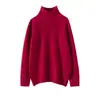 Suéter Casual Holgado de Cachemir para Mujer Otoño e Invierno, Cuello Alto Medio, Engrosado, Tejido de Punto de Cachemir Estilo Perezoso