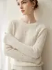 Suéter de cashmere 100% puro espessado para mulheres, gola redonda, trança, manga longa, pulôver, malha macia e aconchegante para outono e inverno, adequado para o trabalho