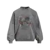 Sudadera con capucha Flor Frita para Hombre Estilo Callejero Primavera y Otoño Estampado de Letras Graffiti Americano Vintage Lavado Casual Cuello Redondo Sudadera