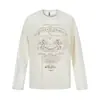 Camiseta Retrô Americana com Estampa de Letras de Manga Longa para Mulheres, Novo Estilo de Verão, Estilo Fino Casual, Blusa Top Solta Preguiçosa, Tendência