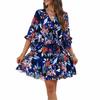 Kaikuo Amazon Site Independente Comércio Exterior Transfronteiriço Roupas Femininas 2026 Primavera e Verão Férias Casual Estampado Cadarço Vestido de Chiffon