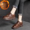 Sapatos Casuais Femininos Estilo Étnico Jietu de Xangai Couro Bovino Camada Superior Cadarço Boca Profunda Sapatos de Plataforma Moda Primavera e Outono Sapatos de Camada Única