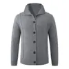Cárdigan de punto para hombre, nuevo para otoño e invierno 2026, transfronterizo europeo y americano, chaqueta de manga larga de color liso